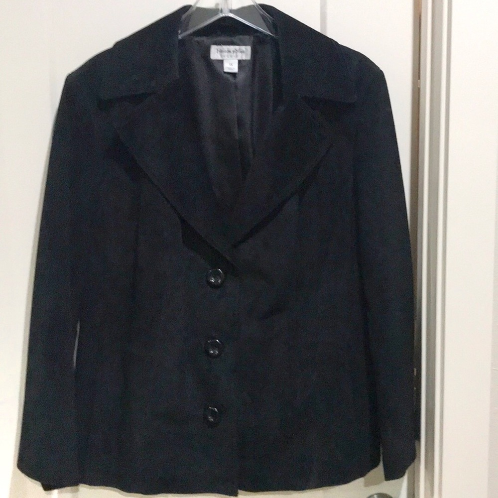 Black suede leather blazer